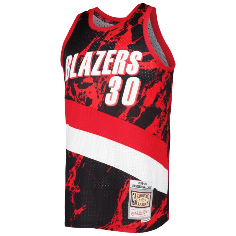 Rasheed Wallace Portland Trail Blazers Mitchell & Ness 1999/00 Hardwood Classics Marble Swingman Jersey - Black - Image 2