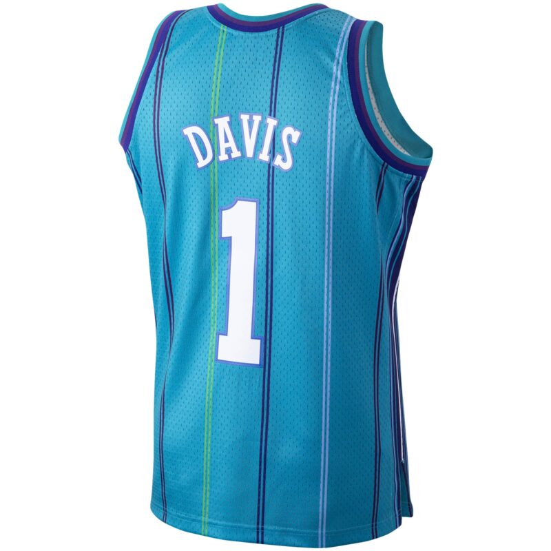 Baron Davis Charlotte Hornets Mitchell & Ness 1999/00 Hardwood Classics Swingman Jersey - Teal - Image 3
