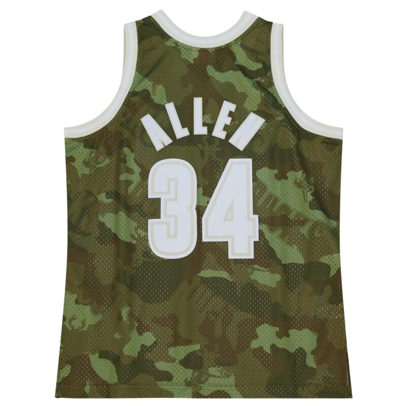 Ray Allen Milwaukee Bucks Mitchell & Ness Hardwood Classics 2000/01 Ghost Green Swingman Jersey - Camo - Image 3