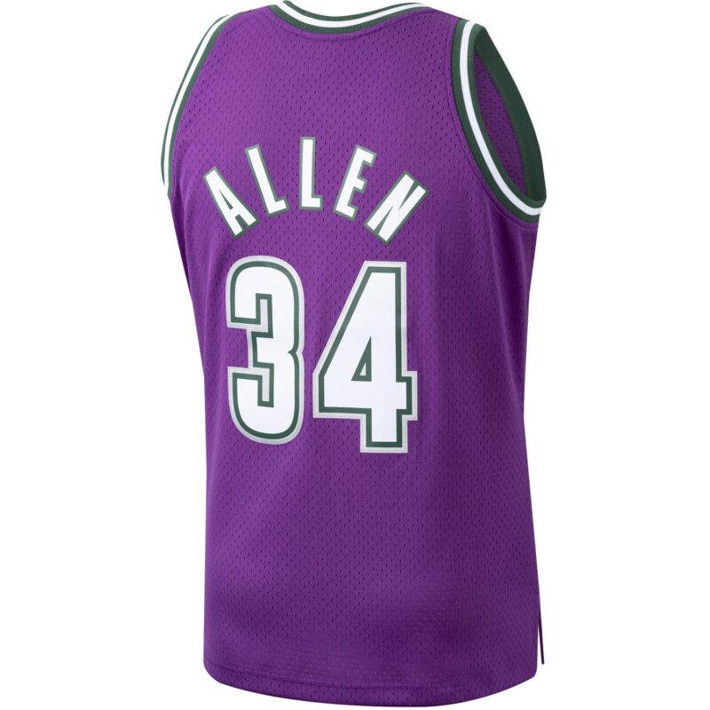 Ray Allen Milwaukee Bucks Mitchell & Ness 2000/01 Hardwood Classics Swingman Jersey - Purple - Image 3