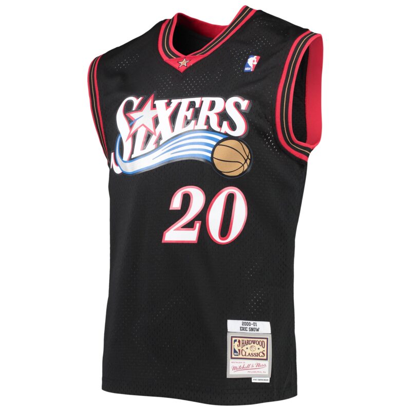 Eric Snow Philadelphia 76ers Mitchell & Ness 2000/01 Hardwood Classics Swingman Jersey - Black - Image 2