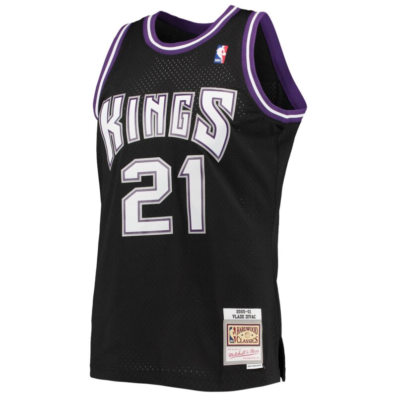 Vlade Divac Sacramento Kings Mitchell & Ness 2000/01 Hardwood Classics Swingman Jersey - Black - Image 2