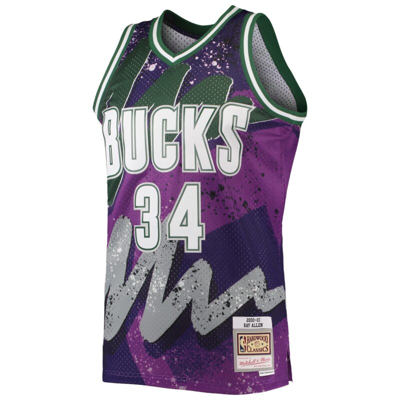 Ray Allen Milwaukee Bucks Mitchell & Ness Hardwood Classics 2000/01 Hyper Hoops Swingman Jersey - Purple - Image 2