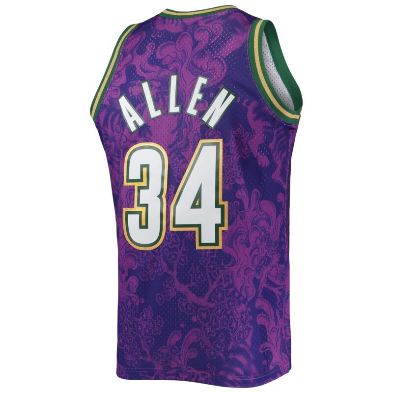 Ray Allen Milwaukee Bucks Mitchell & Ness Hardwood Classics 2000/01 Lunar New Year Swingman Jersey - Purple - Image 3