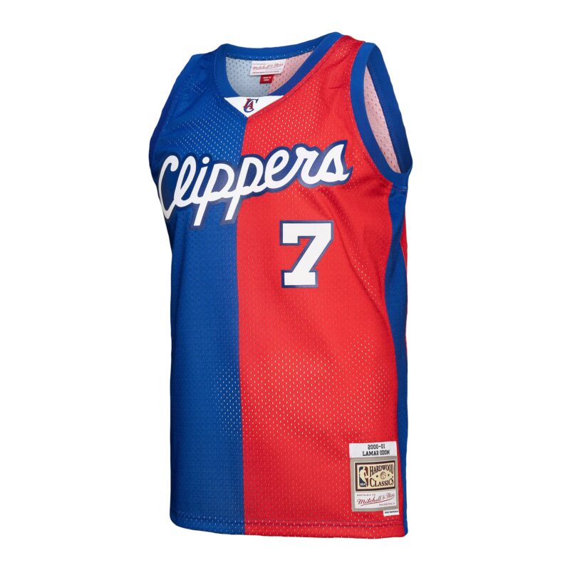 Lamar Odom LA Clippers Mitchell & Ness Hardwood Classics 2000/01 Split Swingman Jersey - Royal/Red - Image 2