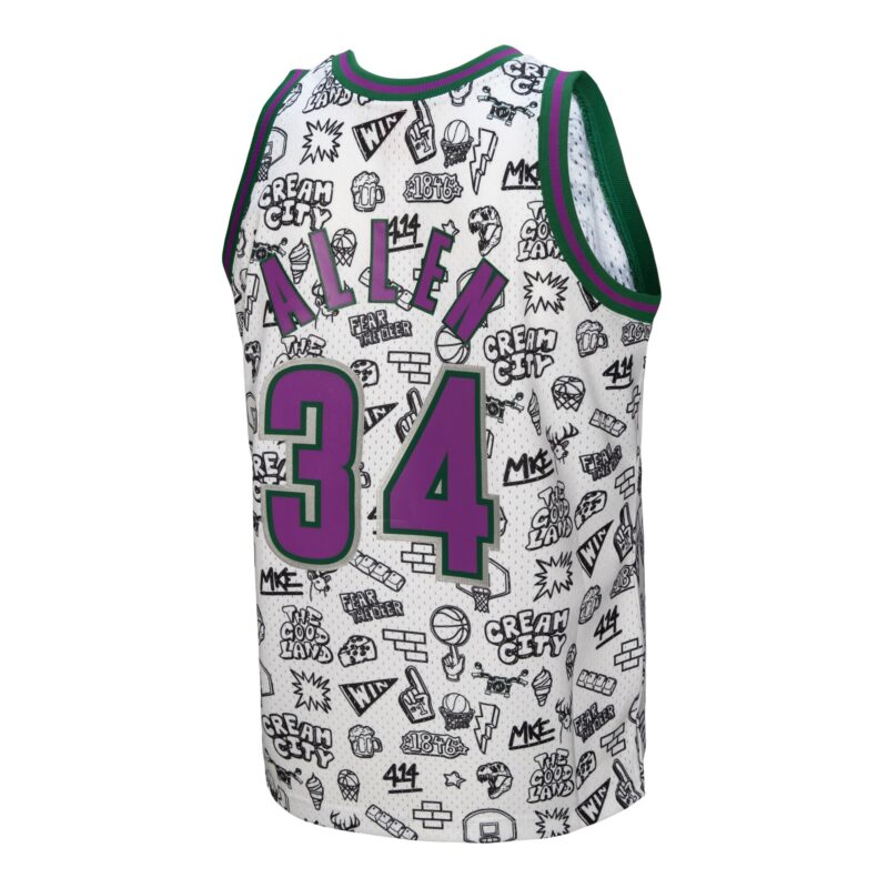 Ray Allen Milwaukee Bucks Mitchell & Ness 2000/01 Swingman Jersey - White - Image 3