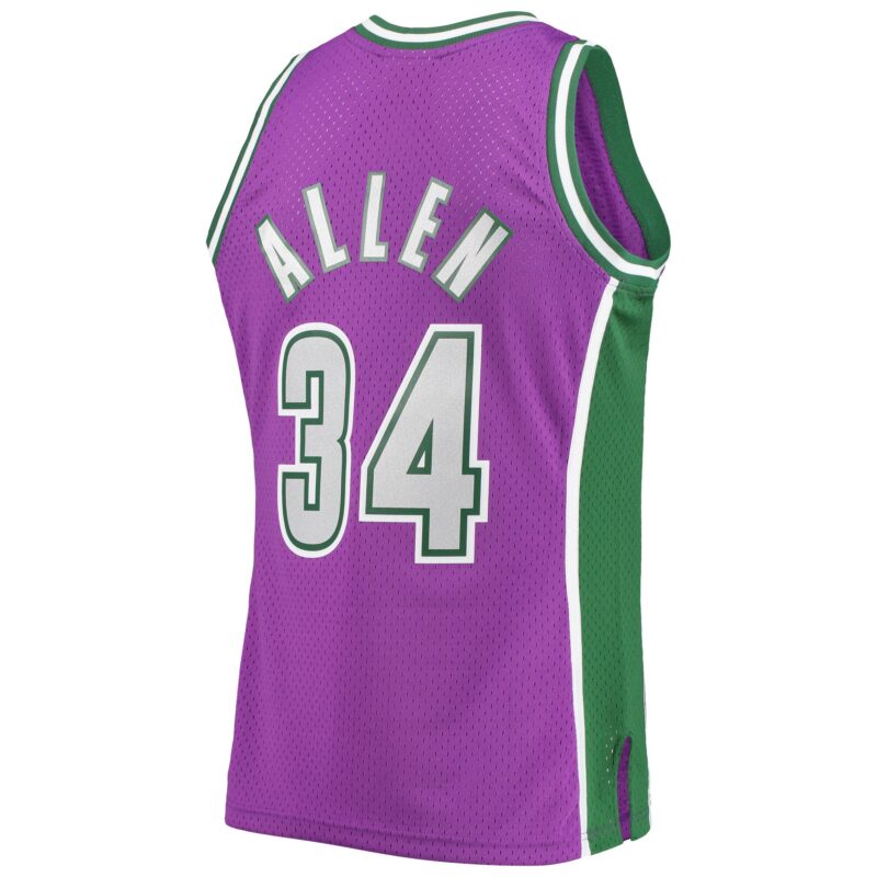 Ray Allen Milwaukee Bucks Mitchell & Ness 2001/02 Hardwood Classics Swingman Jersey - Purple - Image 3