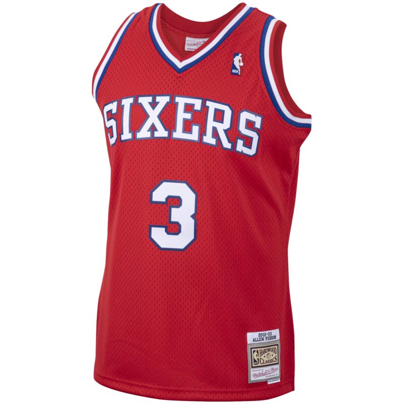 Allen Iverson Philadelphia 76ers Mitchell & Ness 2002/03 Hardwood Classics Swingman Jersey - Red - Image 2