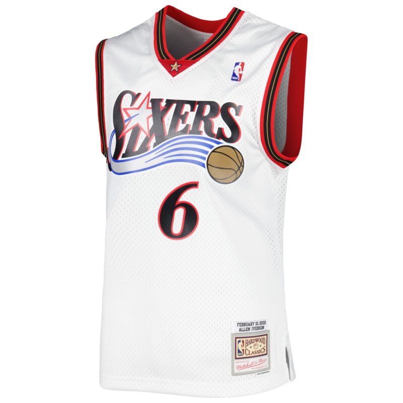 Allen Iverson Philadelphia 76ers Mitchell & Ness 2002/03 Hardwood Classics Swingman Jersey - White - Image 2