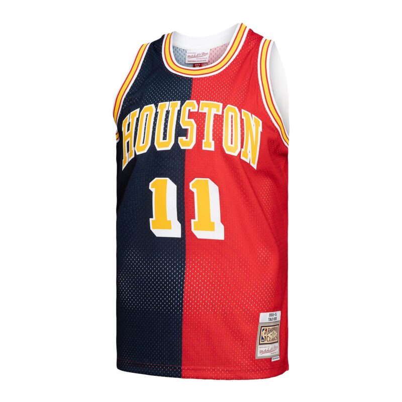 Yao Ming Houston Rockets Mitchell & Ness Hardwood Classics 2004/05 Split Swingman Jersey - Navy/Red - Image 2