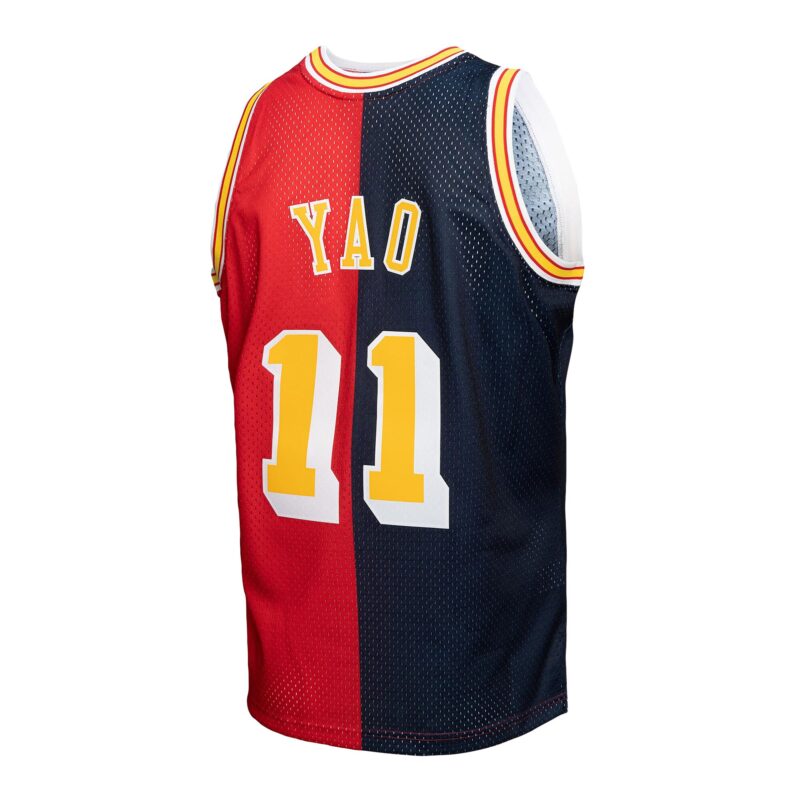Yao Ming Houston Rockets Mitchell & Ness Hardwood Classics 2004/05 Split Swingman Jersey - Navy/Red - Image 3