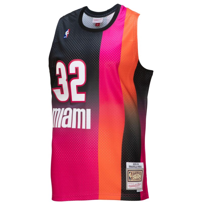 Shaquille O'Neal Miami Heat Mitchell & Ness 2005/06 Hardwood Classics Fadeaway Swingman Player Jersey - Pink/Black - Image 2