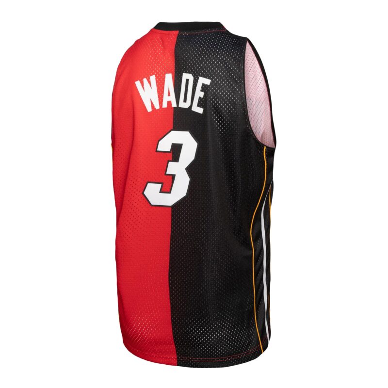 Dwyane Wade Miami Heat Mitchell & Ness Big & Tall Hardwood Classics 2005/06 Split Swingman Jersey - Black/Red - Image 3