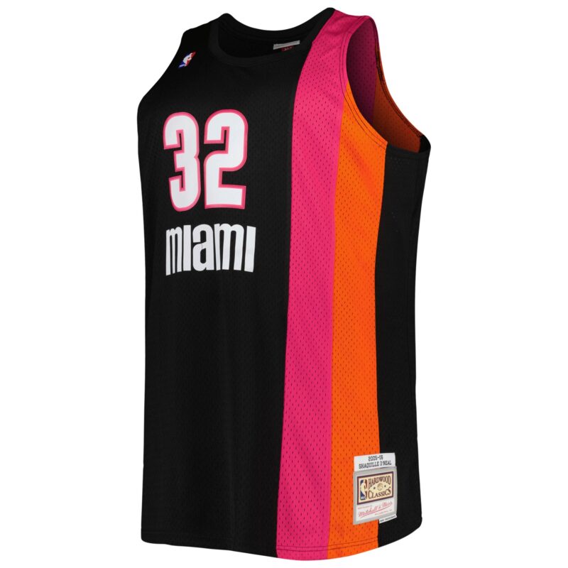 Shaquille O'Neal Miami Heat Mitchell & Ness Big & Tall Hardwood Classics 2005/06 Swingman Jersey - Black - Image 2