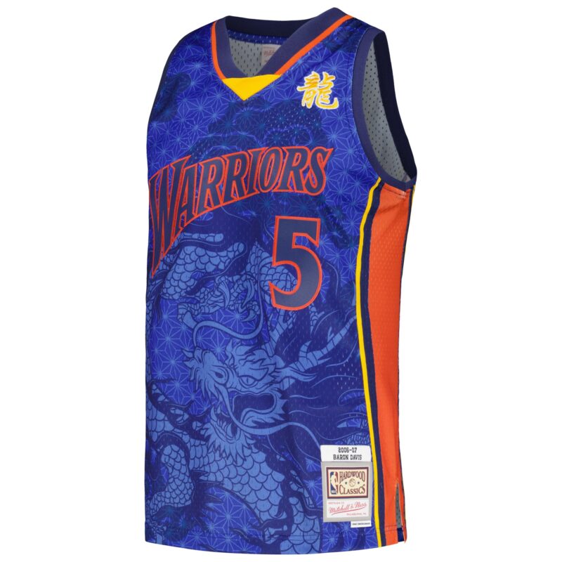 Baron Davis Golden State Warriors Mitchell & Ness 2006/07 Hardwood Classics Asian Heritage 6.0 Swingman Throwback Player Jersey - Royal - Image 2