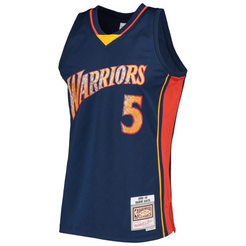 Baron Davis Golden State Warriors Mitchell & Ness 2006/07 Hardwood Classics Basketball 75th Anniversary Diamond Swingman Jersey - Royal - Image 2