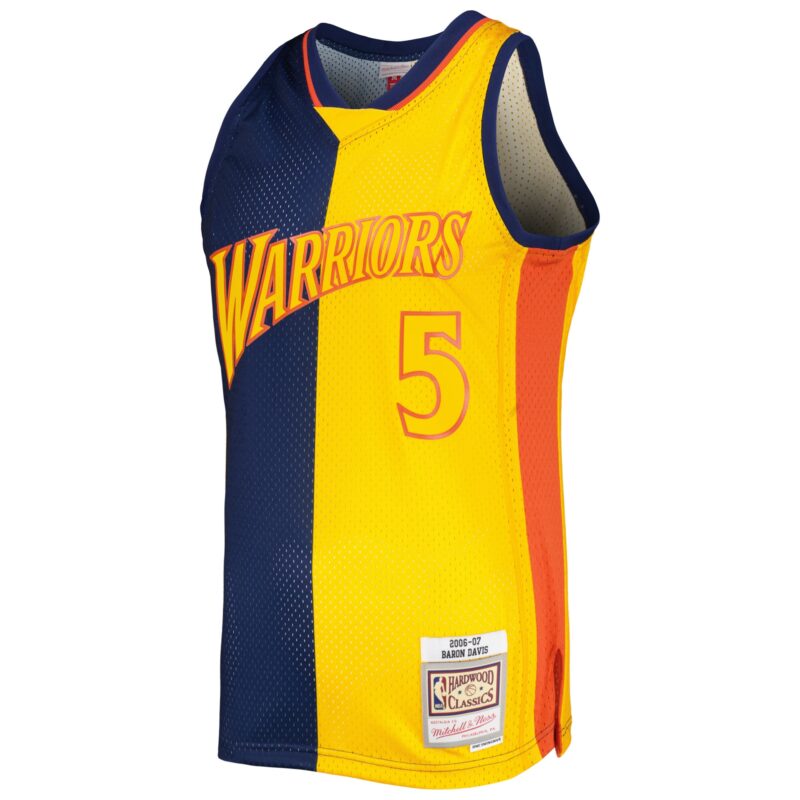 Baron Davis Golden State Warriors Mitchell & Ness Hardwood Classics 2006/07 Split Swingman Jersey - Navy/Gold - Image 2