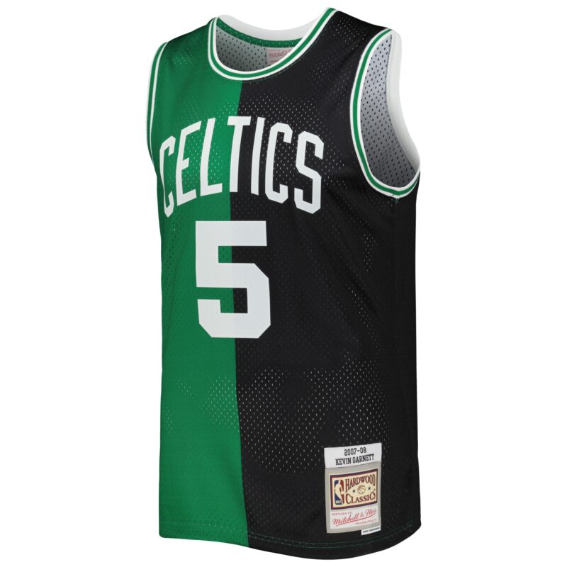 Kevin Garnett Boston Celtics Mitchell & Ness Hardwood Classics 2007/08 Split Swingman Jersey - Black/Kelly Green - Image 2