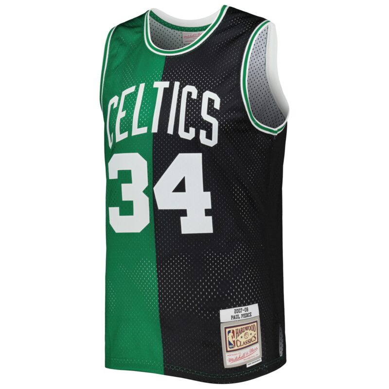 Paul Pierce Boston Celtics Mitchell & Ness Hardwood Classics 2007/08 Split Swingman Jersey - Black/Kelly Green - Image 2