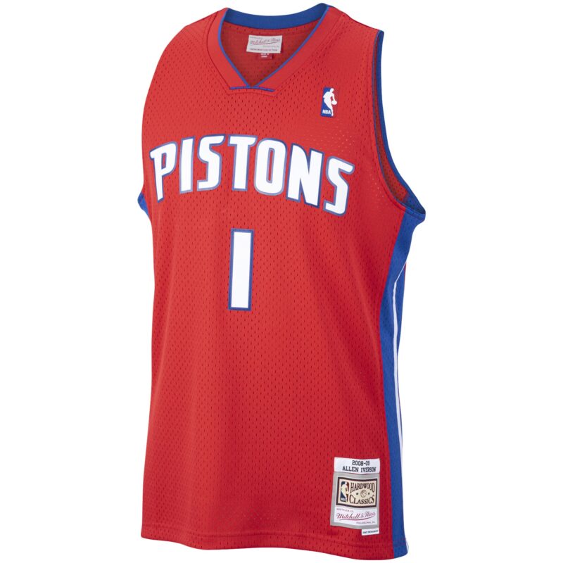 Allen Iverson Detroit Pistons Mitchell & Ness 2008/09 Hardwood Classics Swingman Jersey - Red - Image 2