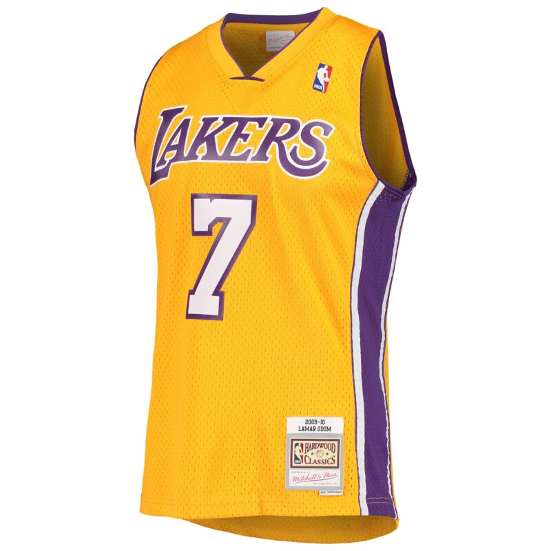 Lamar Odom Los Angeles Lakers Mitchell & Ness 2009/10 Hardwood Classics Swingman Jersey - Gold - Image 2