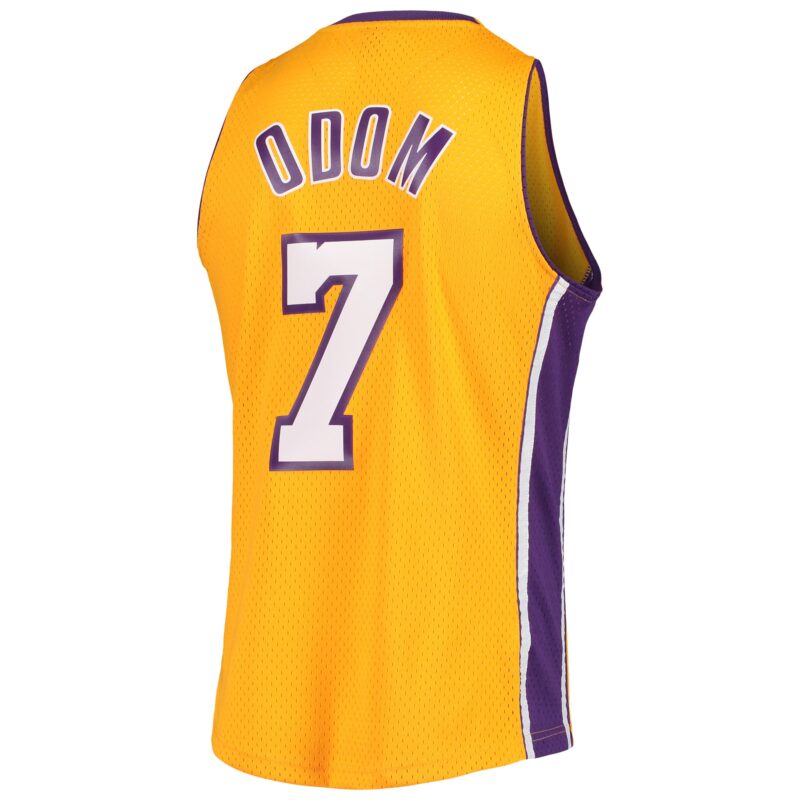 Lamar Odom Los Angeles Lakers Mitchell & Ness 2009/10 Hardwood Classics Swingman Jersey - Gold - Image 3