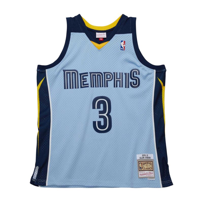 Allen Iverson Memphis Grizzlies Mitchell & Ness 2009/10 Hardwood Classics Swingman Jersey - Light Blue - Image 2