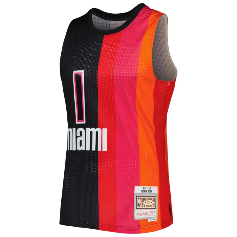 Chris Bosh Miami Heat Mitchell & Ness Hardwood Classics 2011/12 Split Swingman Jersey - Black/Red - Image 2
