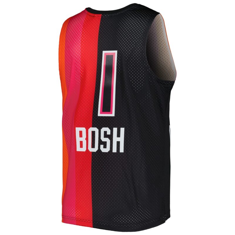 Chris Bosh Miami Heat Mitchell & Ness Hardwood Classics 2011/12 Split Swingman Jersey - Black/Red - Image 3