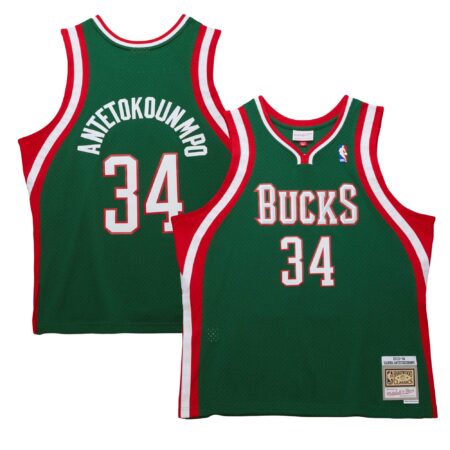 Giannis Antetokounmpo Milwaukee Bucks Mitchell & Ness 2013/14 Hardwood Classics Swingman Jersey - Hunter Green