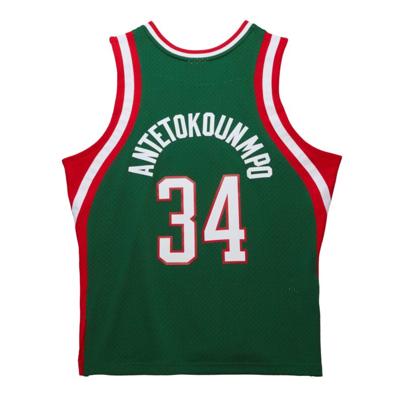 Giannis Antetokounmpo Milwaukee Bucks Mitchell & Ness 2013/14 Hardwood Classics Swingman Jersey - Hunter Green - Image 3