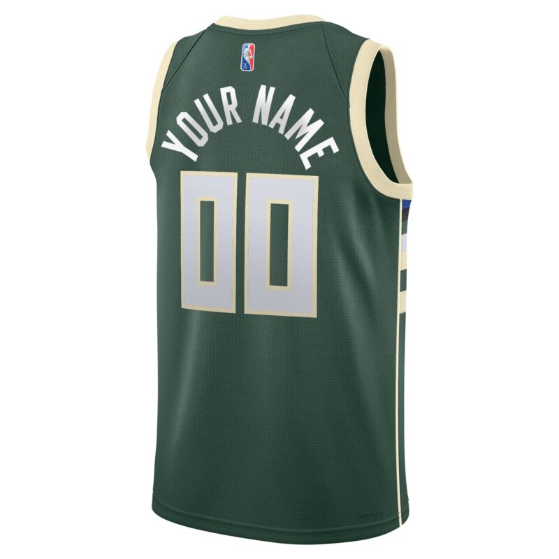 Milwaukee Bucks 2021/22 Diamond Swingman Custom Jersey - Icon Edition - Hunter Green - Image 3