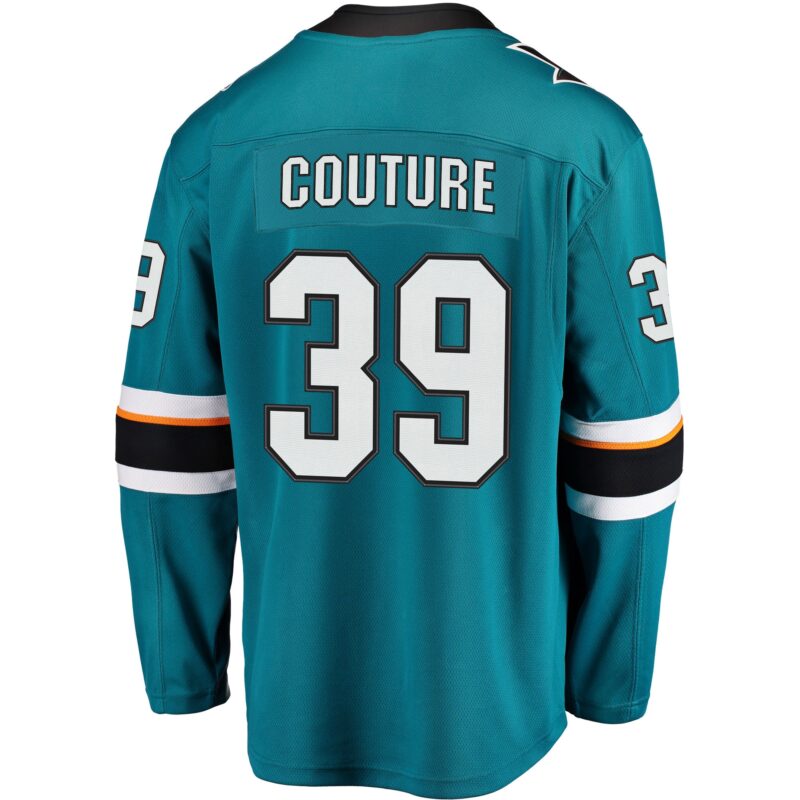 Logan Couture San Jose Sharks 2021/22 Home Premier Breakaway Player Jersey - Teal - Image 3