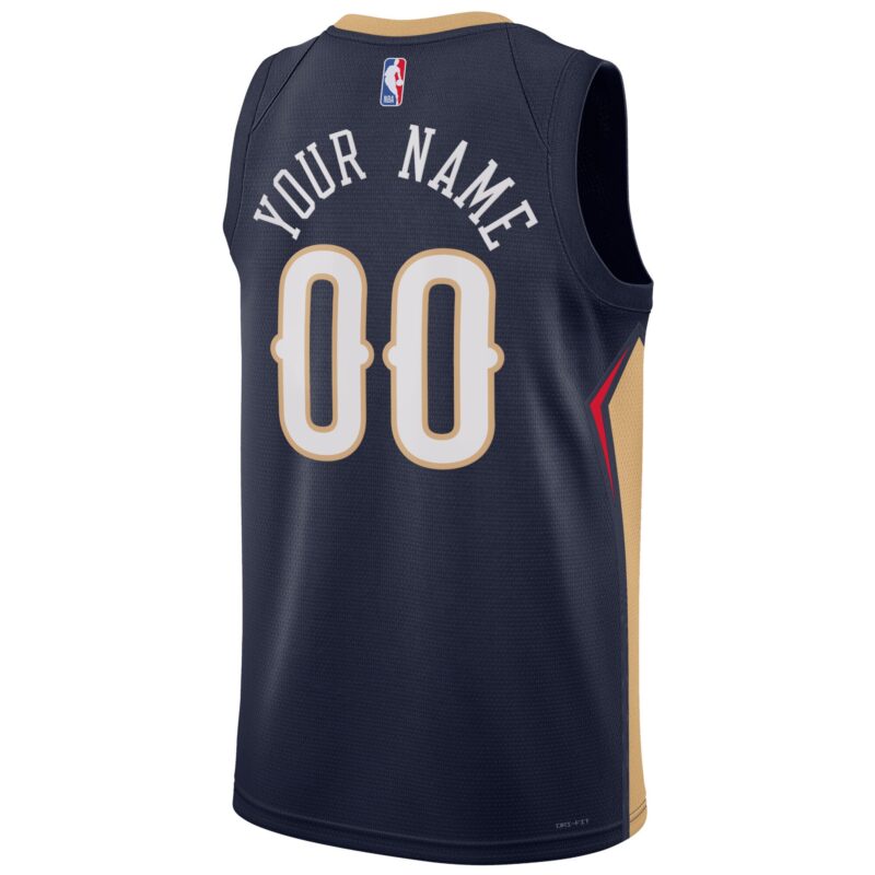 New Orleans Pelicans Unisex 2022/23 Swingman Custom Jersey Navy - Icon Edition - Image 3