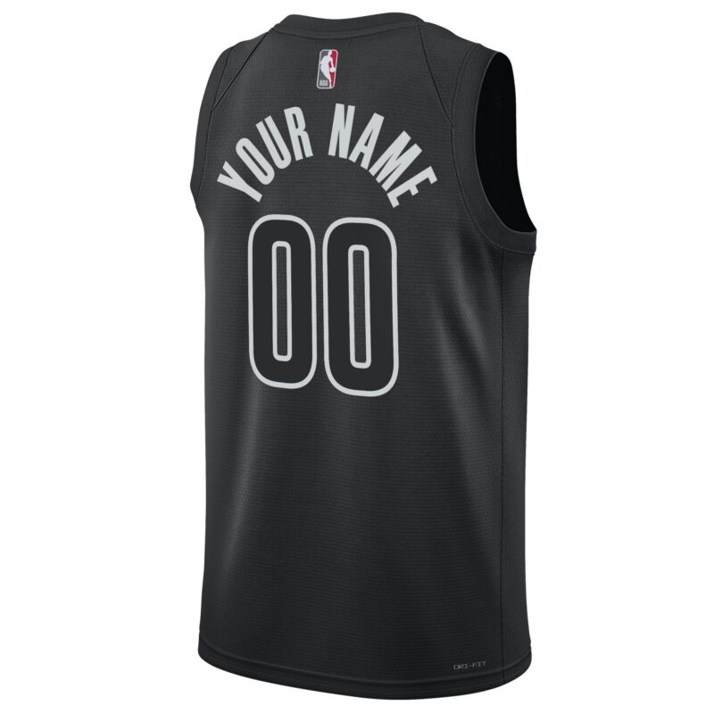 Brooklyn Nets Brand Unisex 2022/23 Swingman Custom Jersey - Statement Edition - Black - Image 3