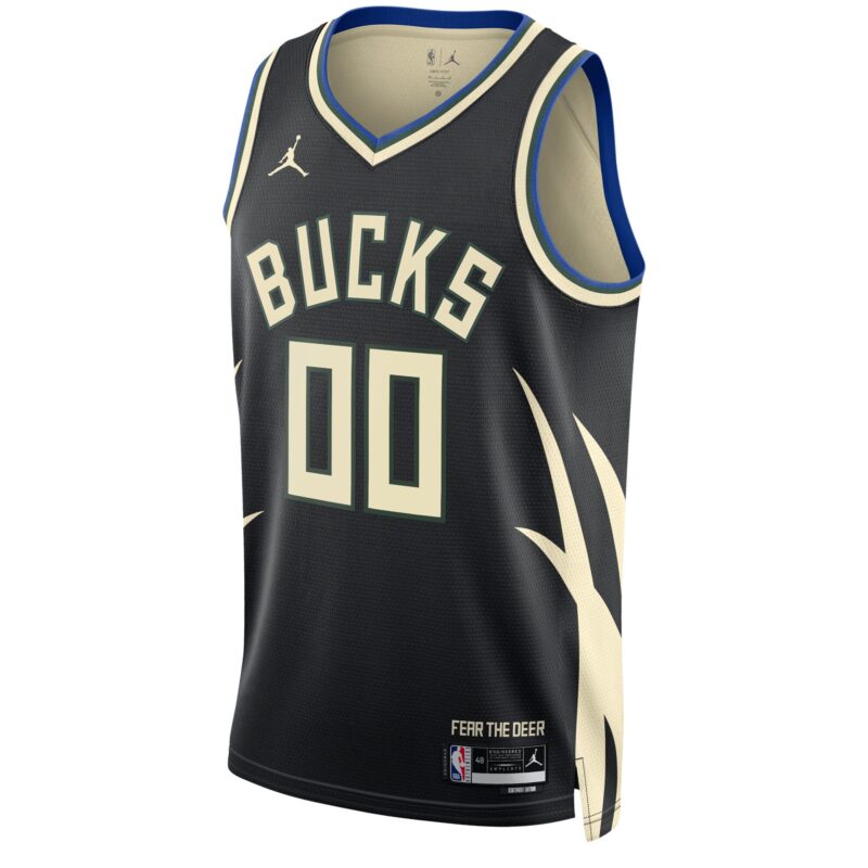 Milwaukee Bucks Brand Unisex 2022/23 Swingman Custom Jersey - Statement Edition - Black - Image 2