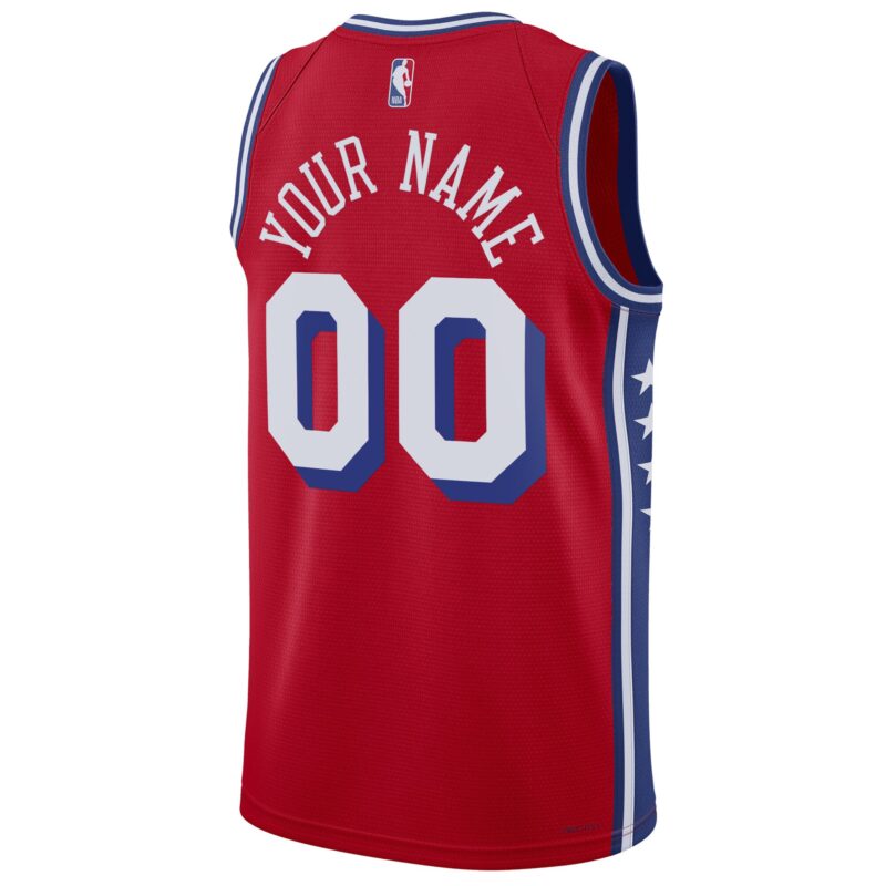 Philadelphia 76ers Brand Unisex 2022/23 Swingman Custom Jersey - Statement Edition - Red - Image 3