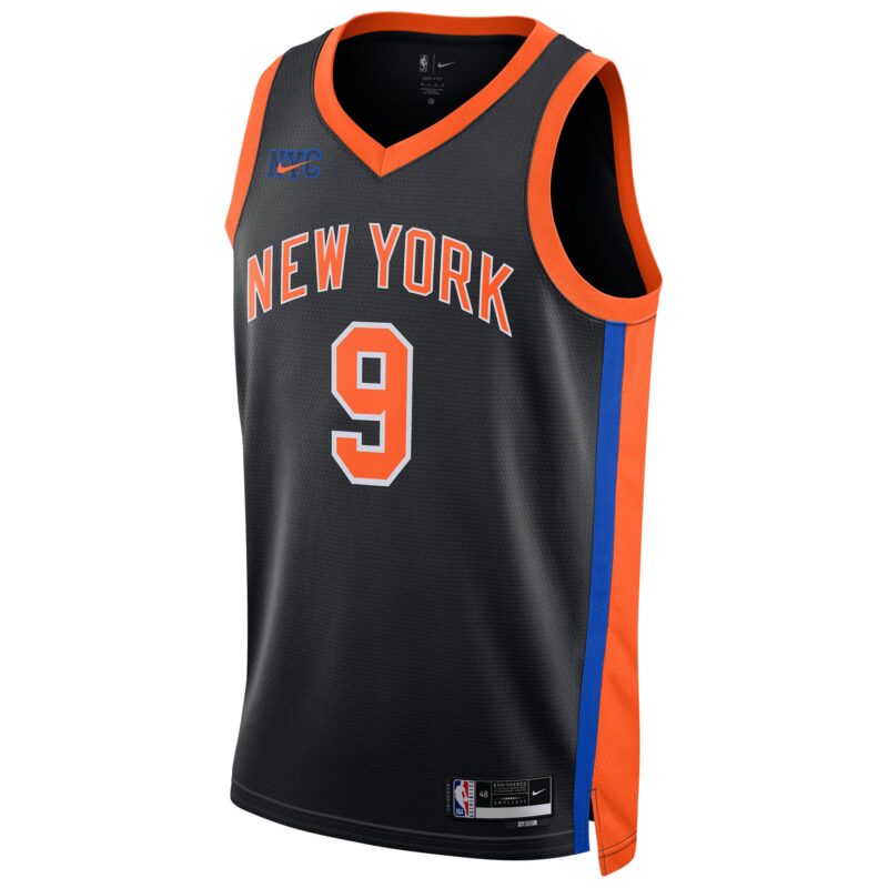 RJ Barrett New York Knicks Unisex 2022/23 Swingman Jersey - City Edition - Black - Image 2