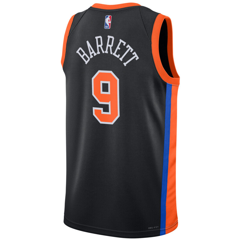 RJ Barrett New York Knicks Unisex 2022/23 Swingman Jersey - City Edition - Black - Image 3