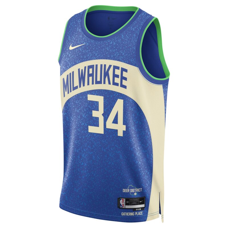 Giannis Antetokounmpo Milwaukee Bucks Unisex 2023/24 Swingman Jersey - Blue - City Edition - Image 2