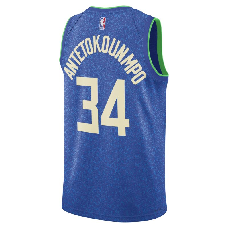 Giannis Antetokounmpo Milwaukee Bucks Unisex 2023/24 Swingman Jersey - Blue - City Edition - Image 3