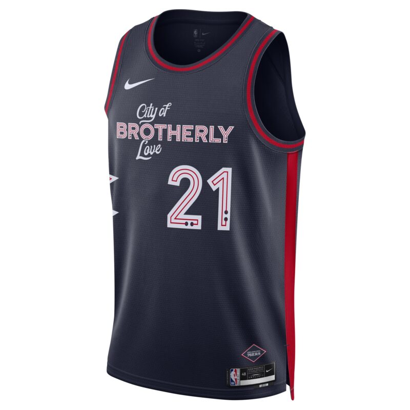 Joel Embiid Philadelphia 76ers Unisex 2023/24 Swingman Jersey - Navy - City Edition - Image 2