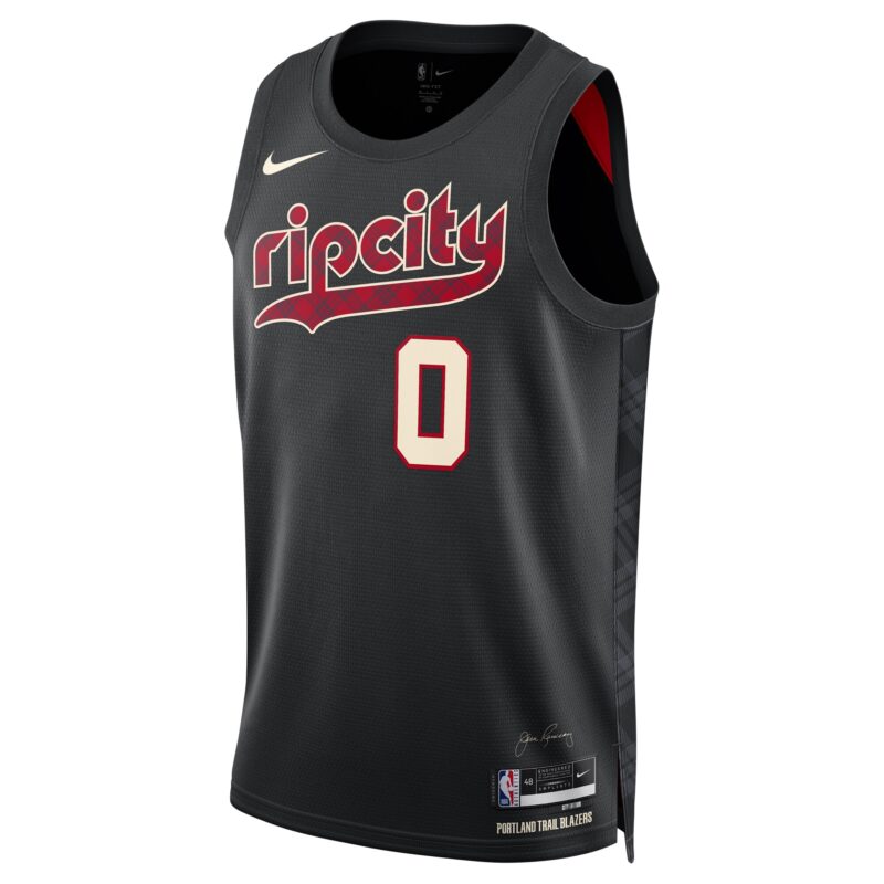 Damian Lillard Portland Trail Blazers Unisex 2023/24 Swingman Jersey - Black - City Edition - Image 2