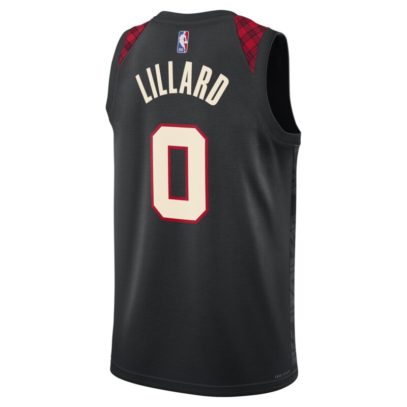 Damian Lillard Portland Trail Blazers Unisex 2023/24 Swingman Jersey - Black - City Edition - Image 3