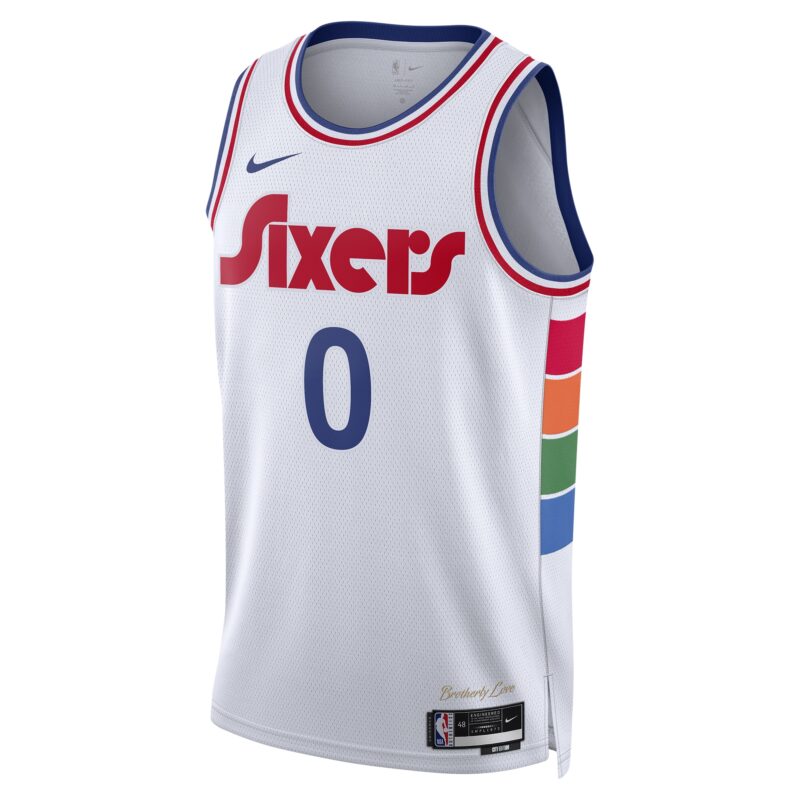 Tyrese Maxey Philadelphia 76ers Unisex 2024/25 Swingman Player Jersey - City Edition - White - Image 2