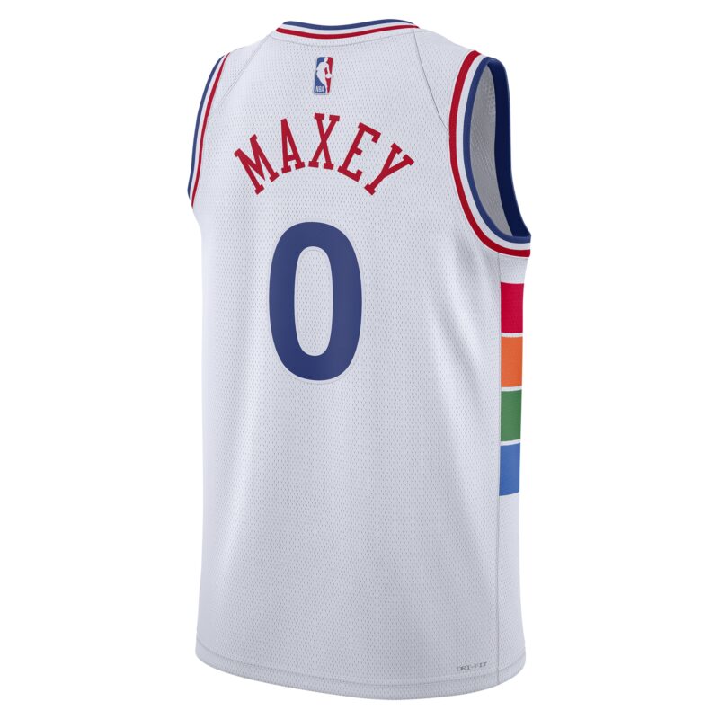 Tyrese Maxey Philadelphia 76ers Unisex 2024/25 Swingman Player Jersey - City Edition - White - Image 3