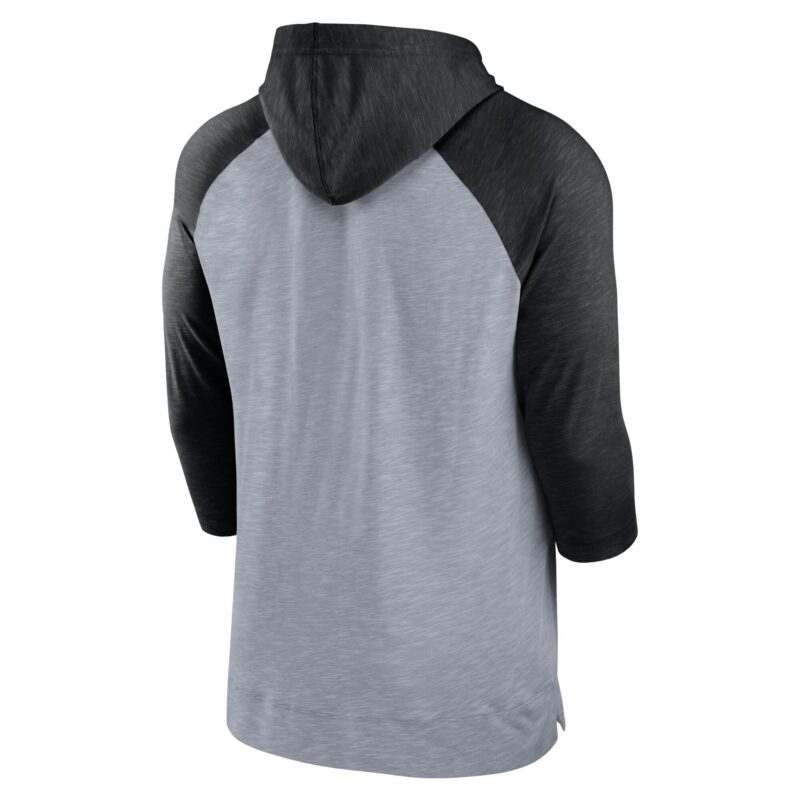 Chicago White Sox Baseball Raglan 3/4-Sleeve Pullover Hoodie - Heather Gray/Heather Black - Image 3