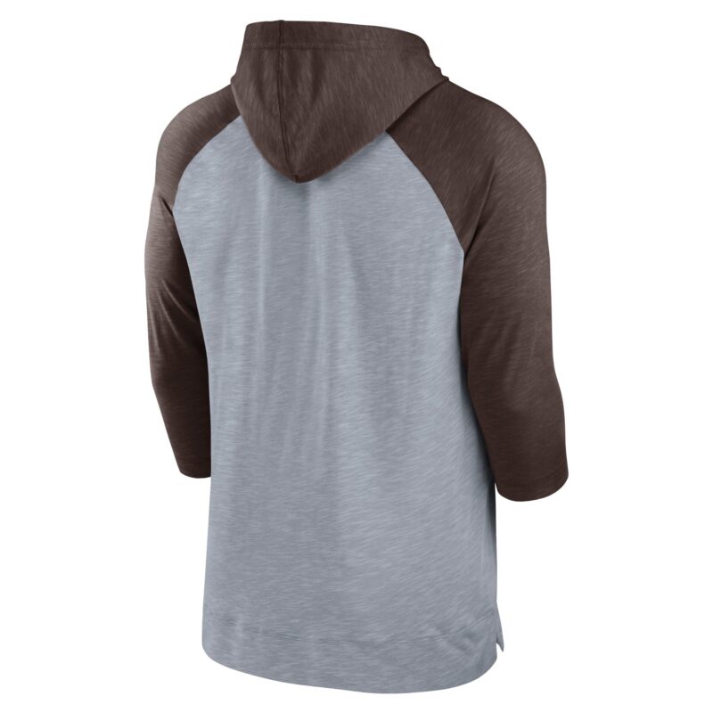 San Diego Padres Baseball Raglan 3/4-Sleeve Pullover Hoodie - Heather Gray/Heather Charcoal - Image 3