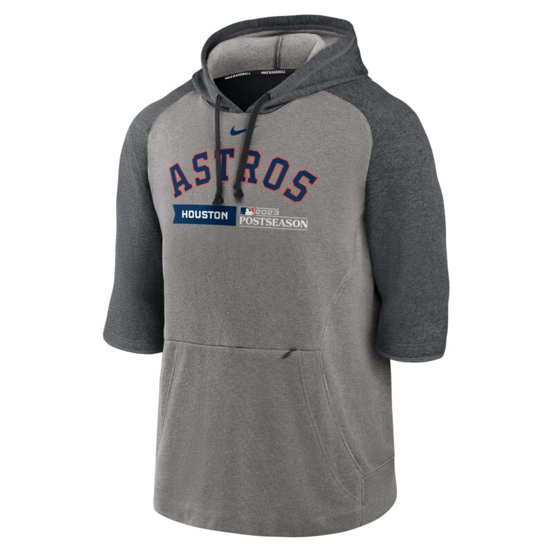 Houston Astros 2023 Postseason Collection Flux Performance 3/4-Sleeve Pullover Hoodie - Heather Gray/Heather Charcoal - Image 2