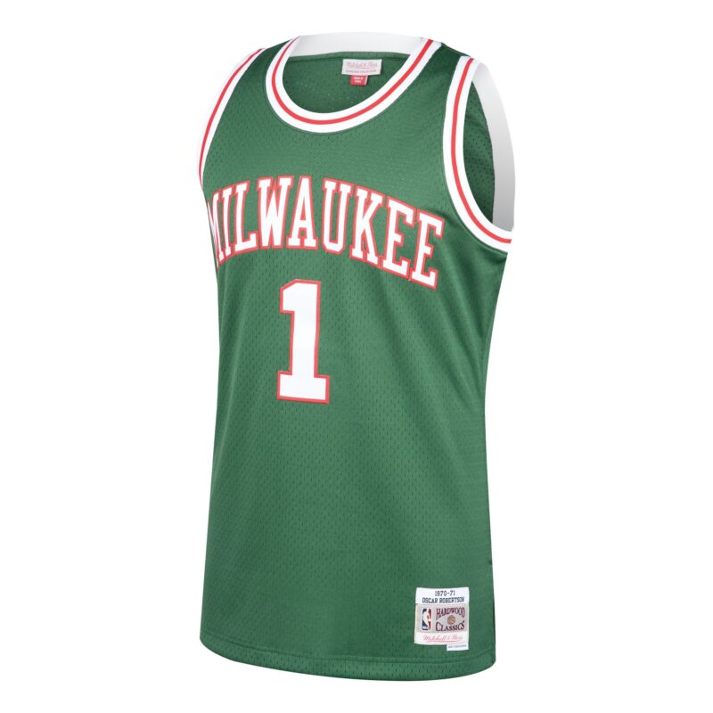 Oscar Robertson Milwaukee Bucks Mitchell & Ness 1970/71 Hardwood Classics Swingman Jersey - Green - Image 2